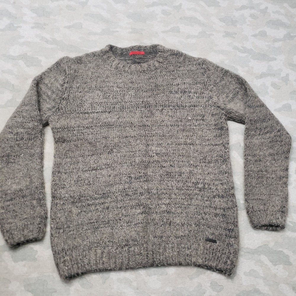 Gianni Lupo Sweater Womens XL Gray Wool Blend Knit Pullover Crew Neck Textured